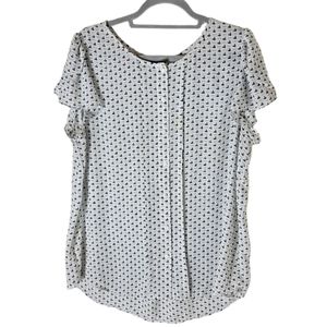 Ann Taylor factory cap sleeve scoop neck high low printed top size XL